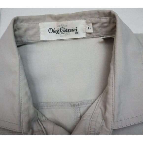 MEN'S VINTAGE LIGHT GRAY SHORT SLEEVE POLO SHIRT - OLEG CASSINI - SIZE L - Picture 3 of 5